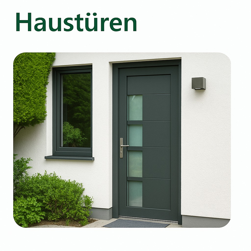 Moderne Haustür mit Glaseinsatz und Aluminiumrahmen